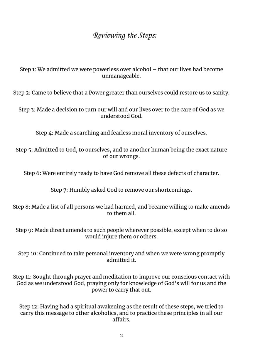The 12 Steps of Alcoholics Anonymous