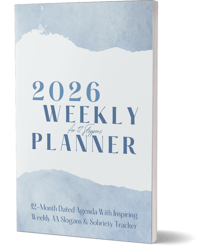2026 Personal Planner for AA NA 12 Step Fellowship in Black & Blue